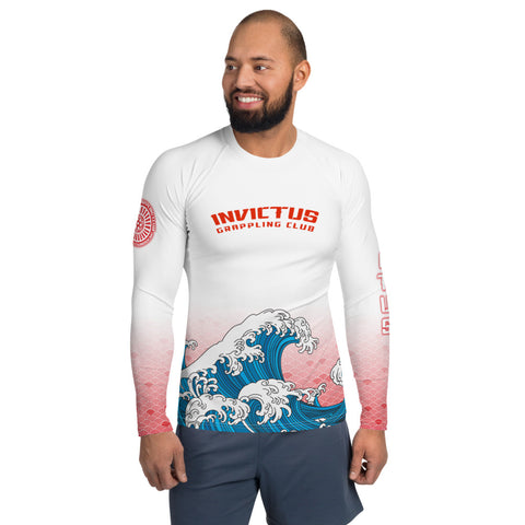 Men's White Wave Rash Guard