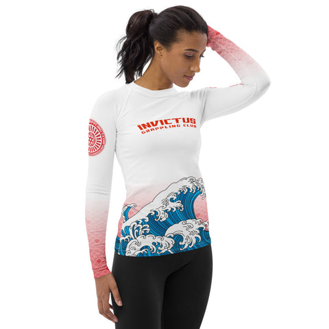 Women's White Wave Rash Guard